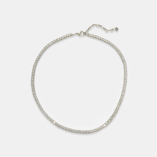 16" Princess Cut Clear CZ Necklace