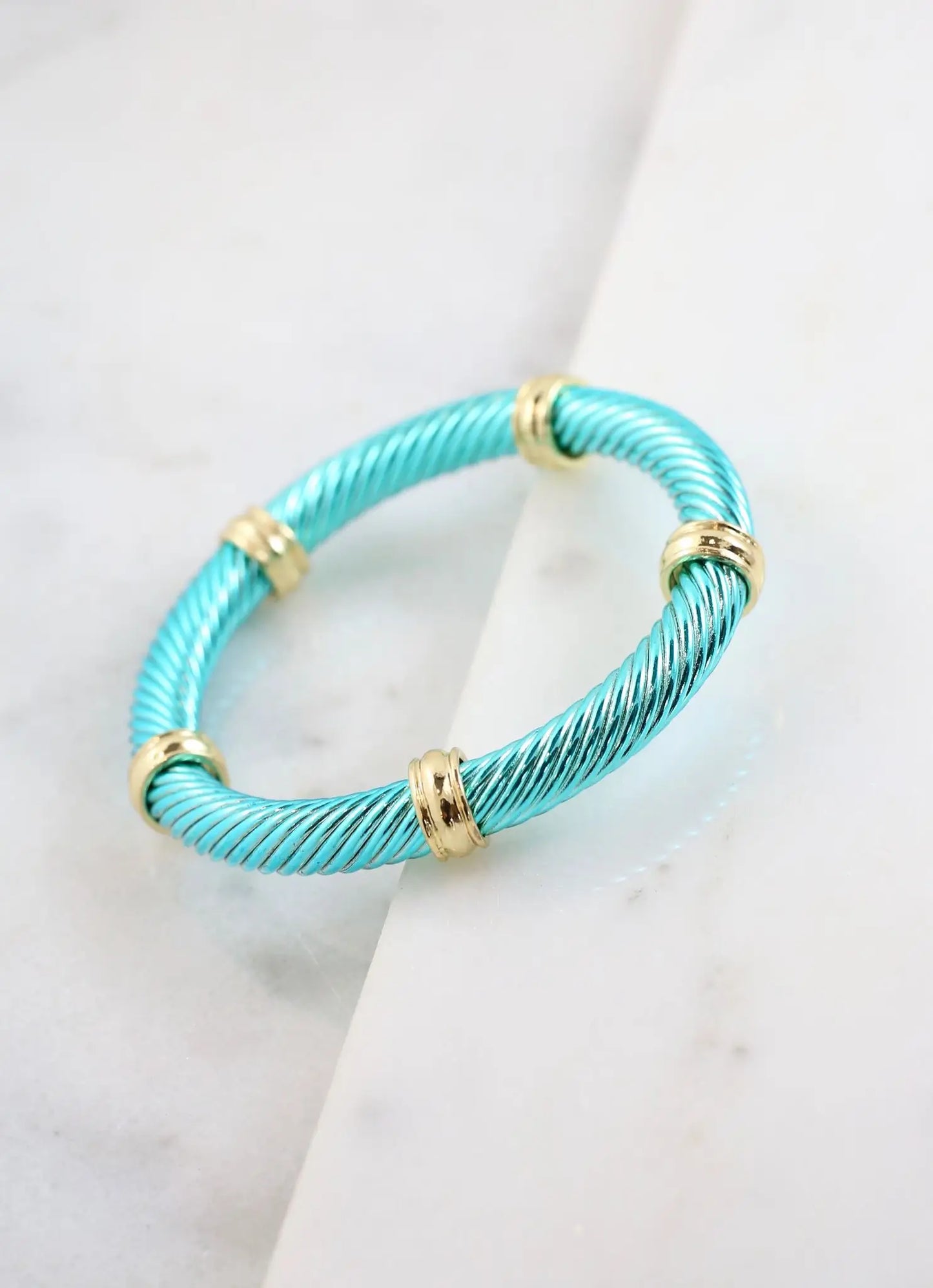 Abbay Cable Stretch Bracelet Turquoise