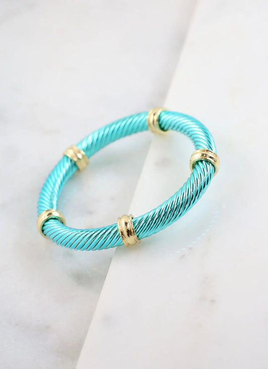 Abbay Cable Stretch Bracelet Turquoise