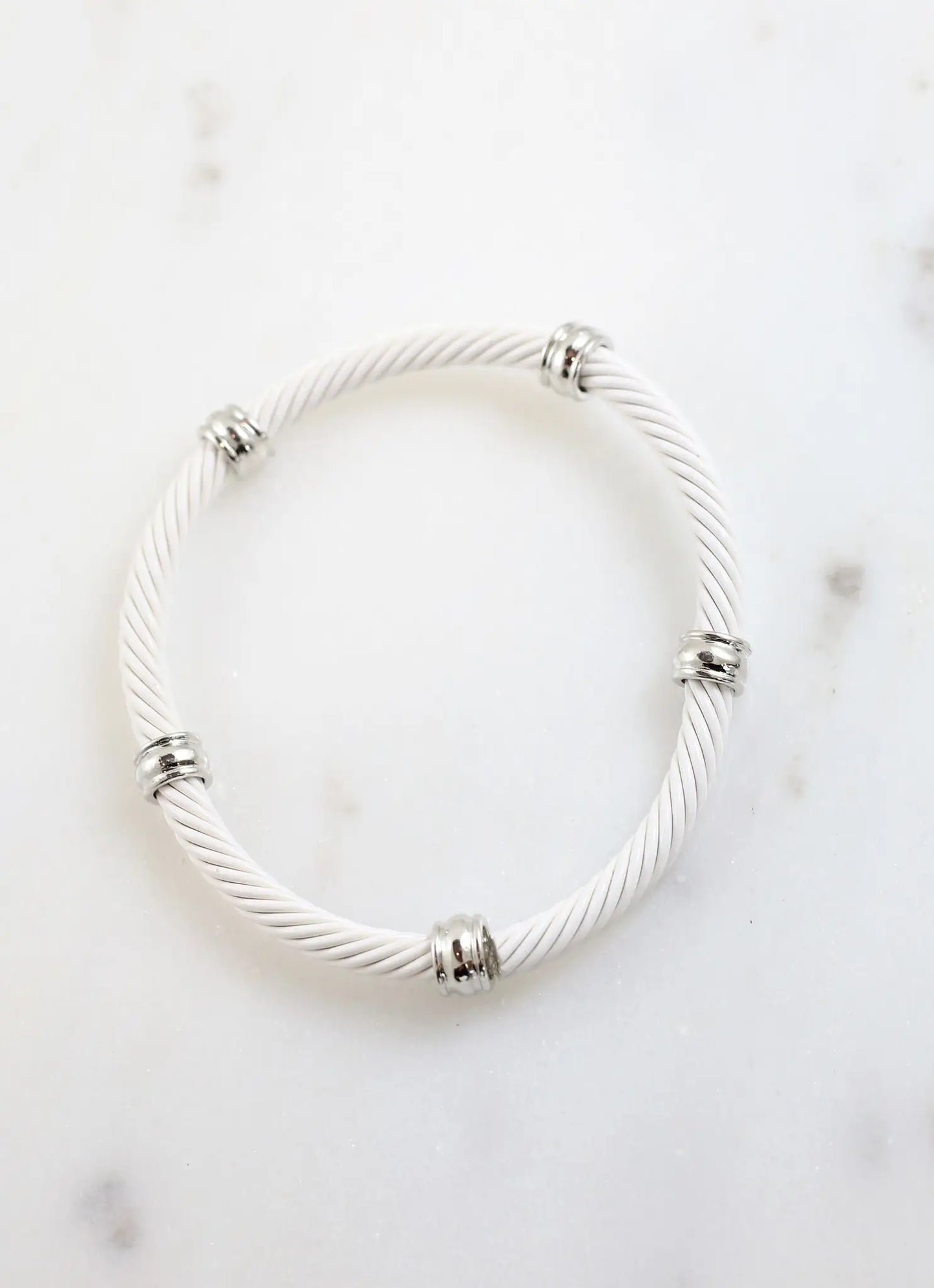 Abbottsford Stretch Cable Bracelet White