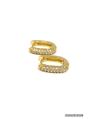 Ali elongated petite hoop, Gold, Clear