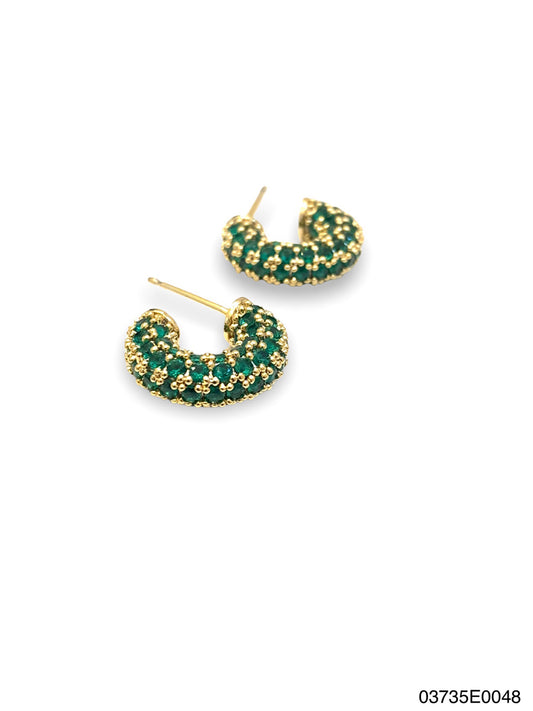Arden petite hoop Earrings, Gold, Emerald