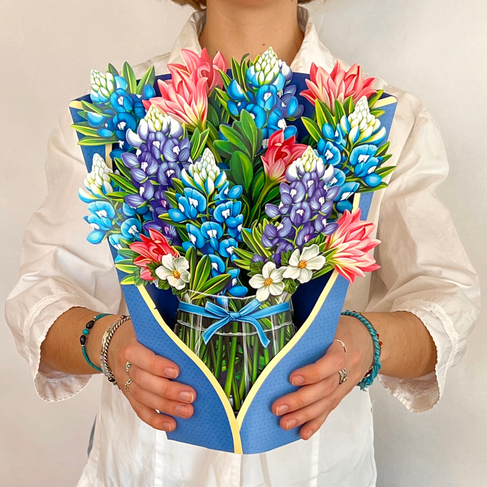 Blue Bonnets Pop Up Floral Bouquet