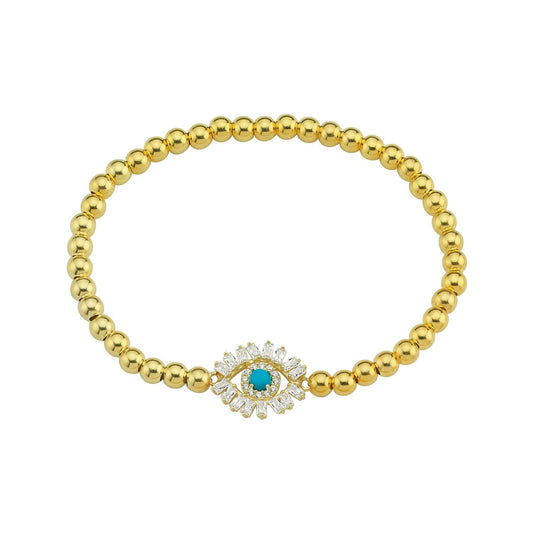 Bling Evil Eye Beaded Stretch Bracelet