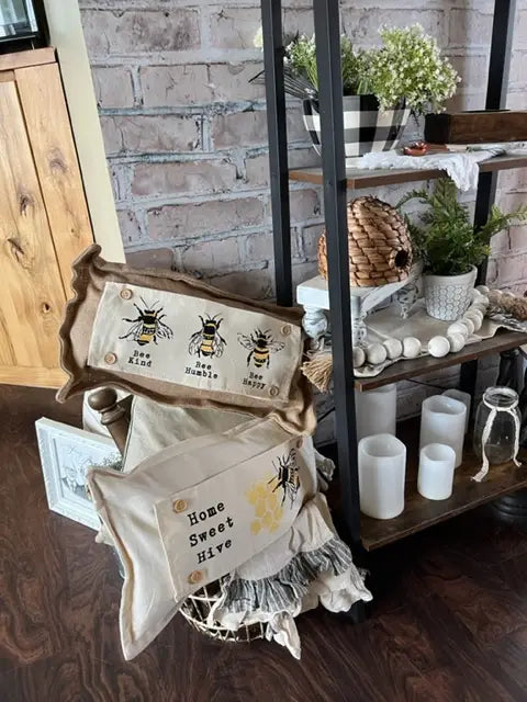 'Bee Kind, Bee Humble, Bee Happy' Pillow Panel