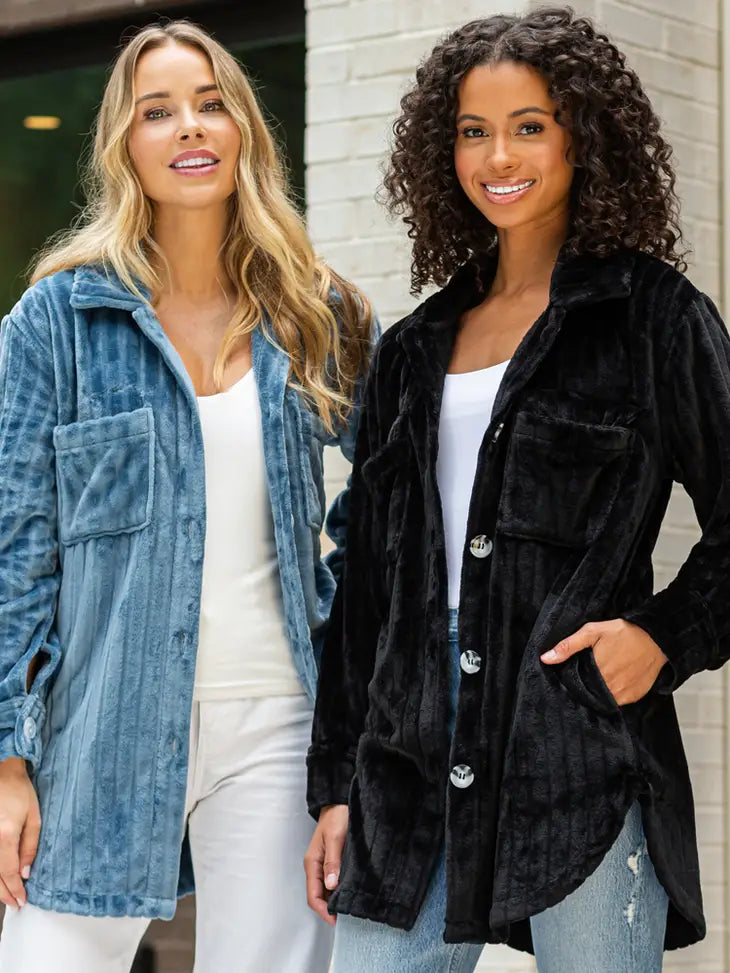 Button Down Embossed Shacket
