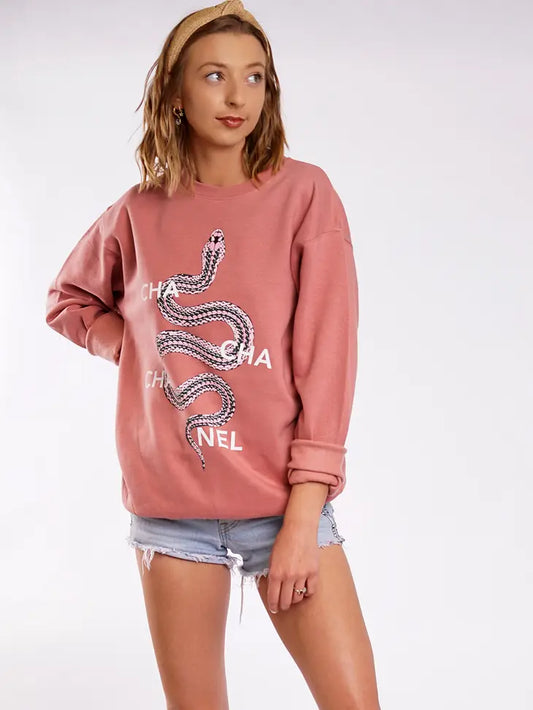 Crewneck Sweatshirt - Cha Cha Cha Nel (Dusty Rose)