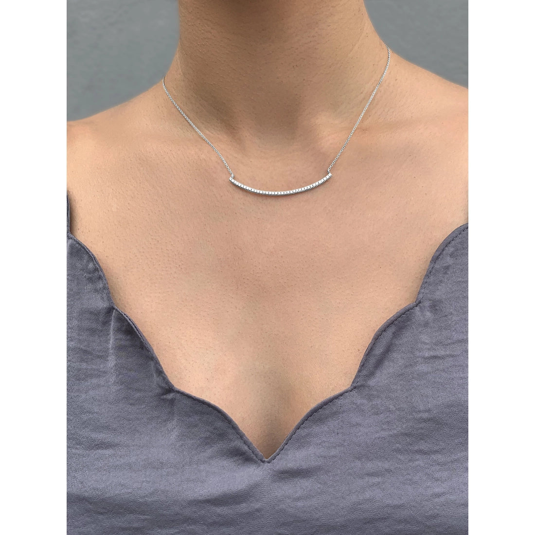 CZ Curved Bar Necklace