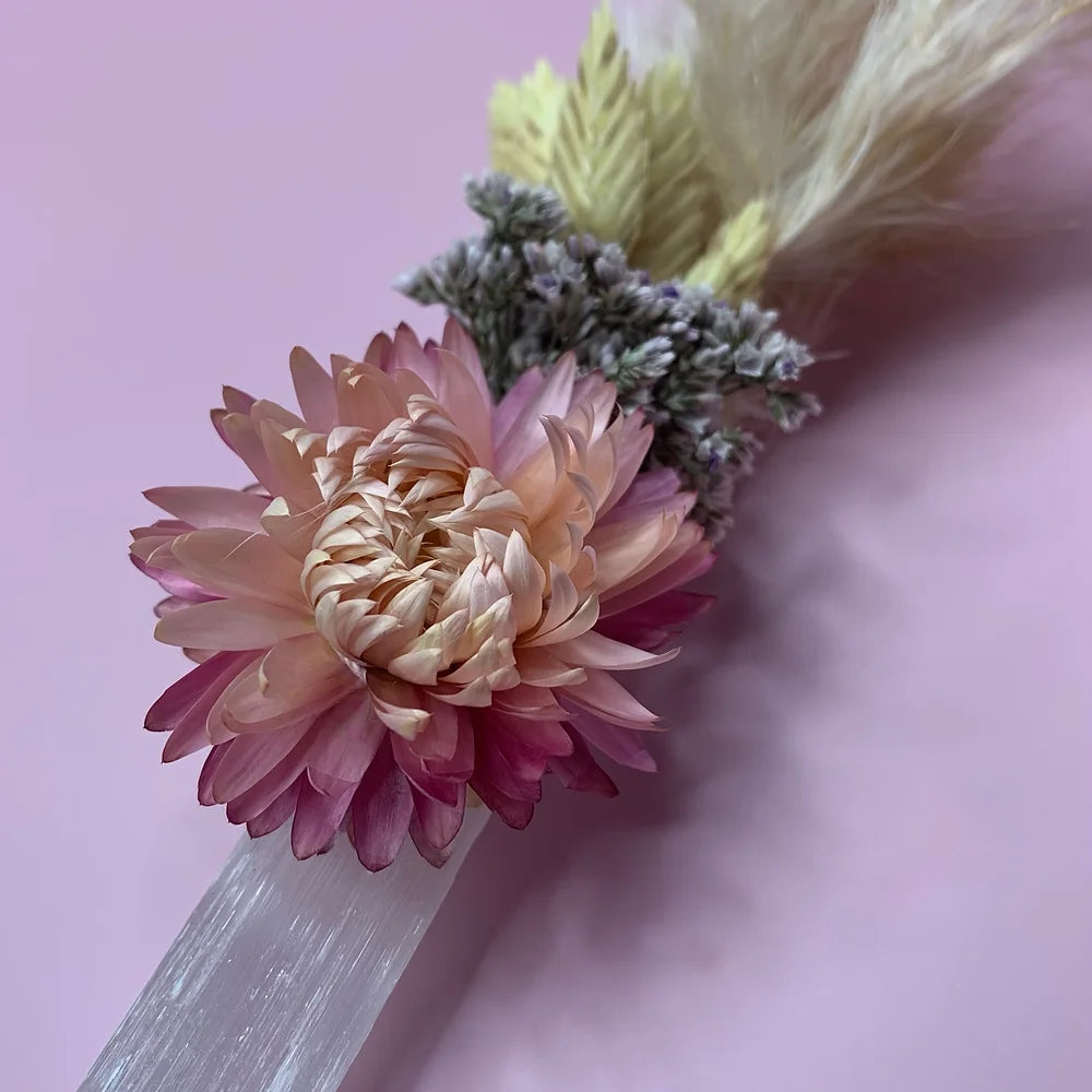 Clarity Selenite Crystal Wand (Pink) Sage Cleansing