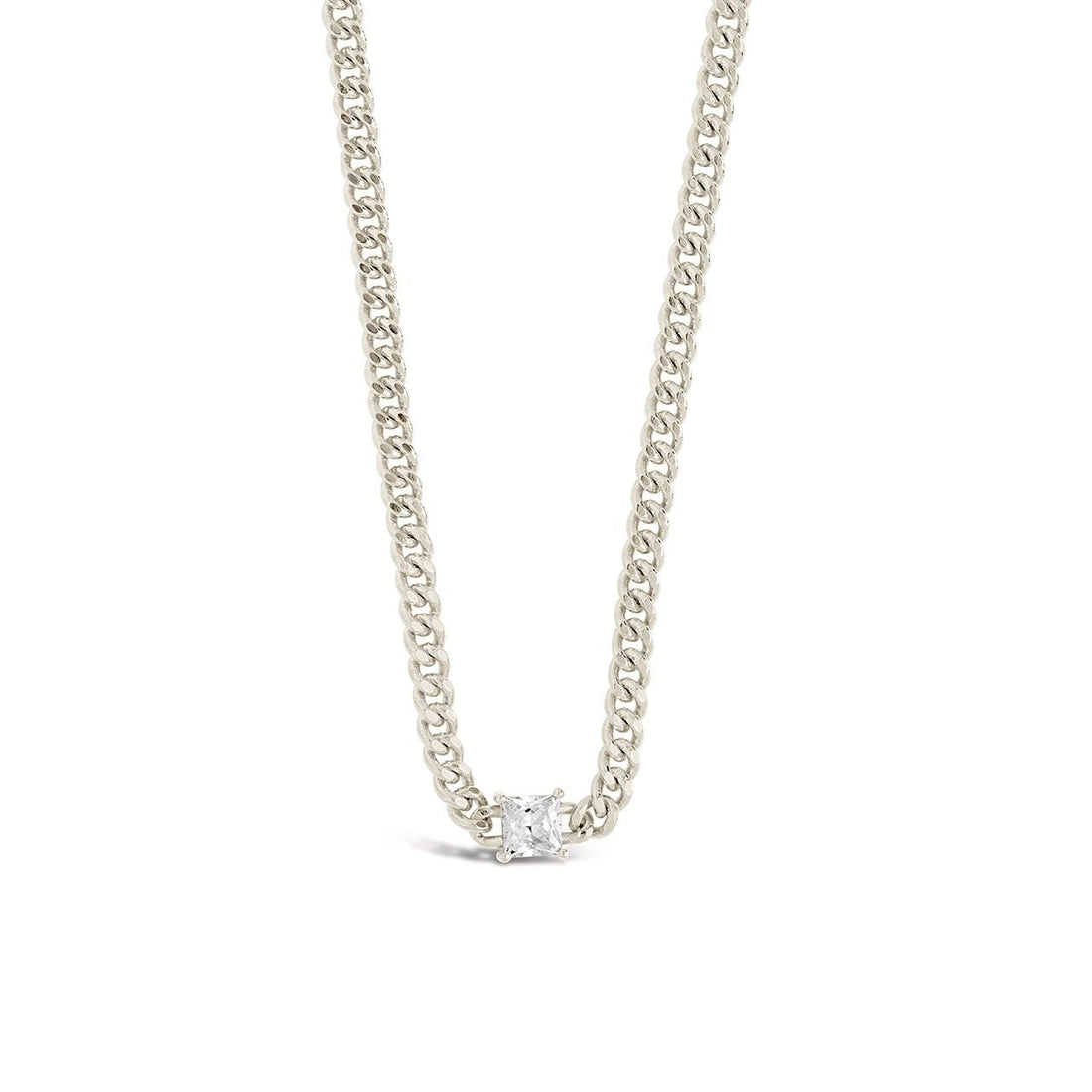 Curb Chain Necklace with Stationed CZ