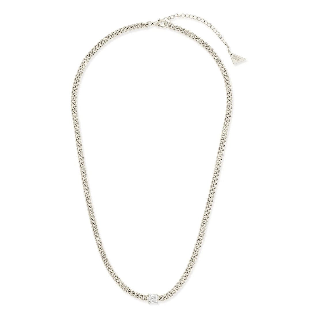 Curb Chain Necklace with Stationed CZ