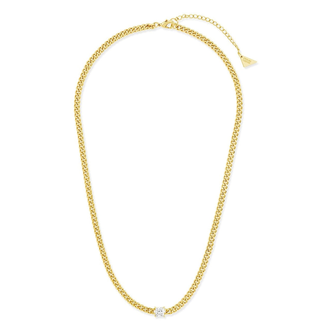 Curb Chain Necklace with Stationed CZ