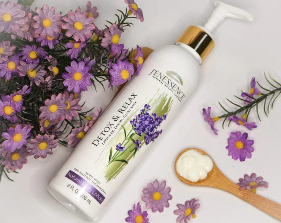 Detox & Relax 98% Natural Therapeutic Body Lotion (Lavender, Lemon, Clary Sage)