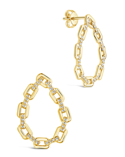 CZ Chain Link Drop Stud Earring