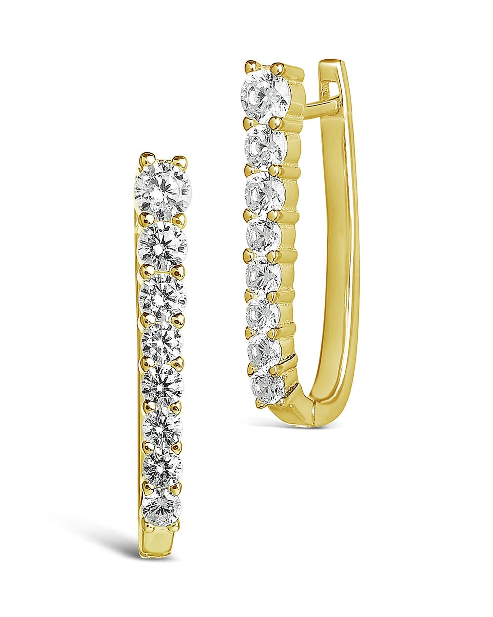 Sterling Silver CZ Hinged Hood Earrings