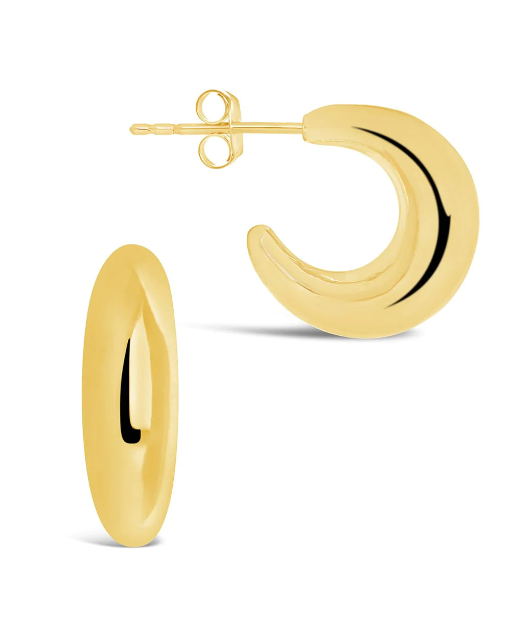 Sterling Silver Chunky Tube Stud Hoop Earrings