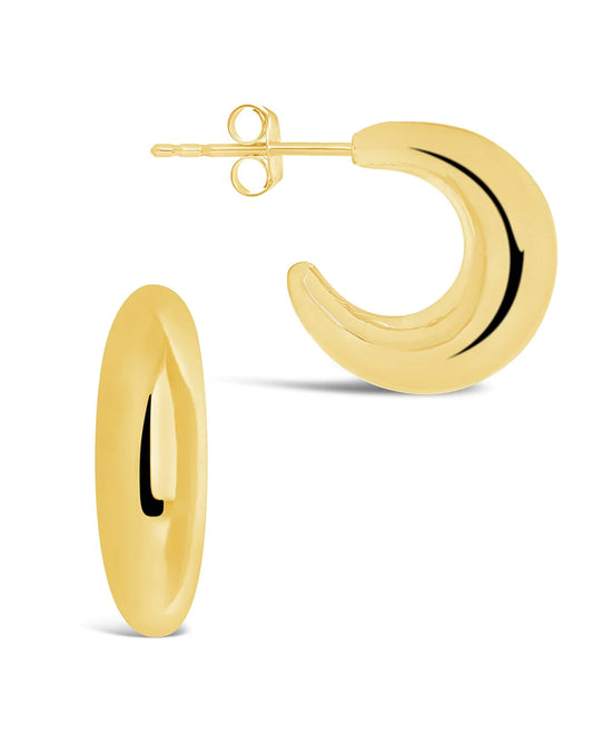Sterling Silver Chunky Tube Stud Hoop Earrings