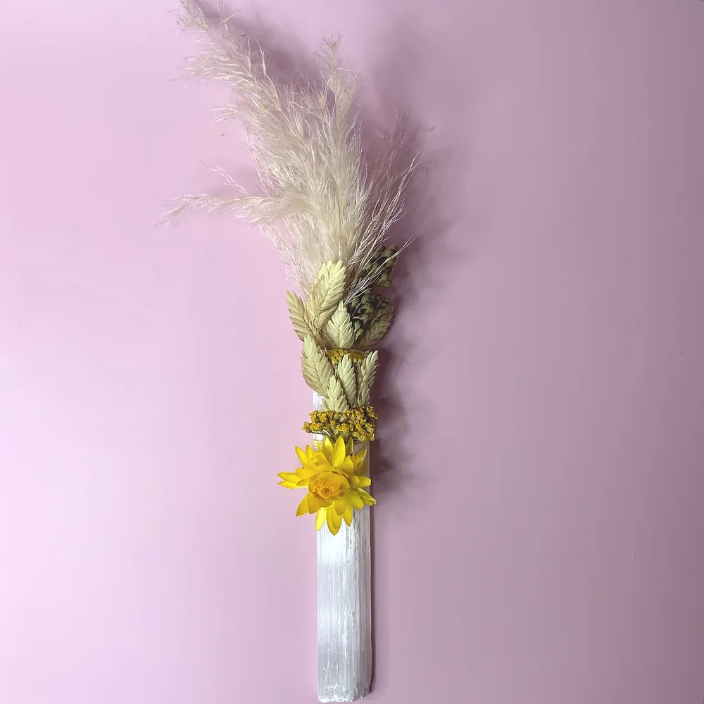 Enlighten Selenite Crystal Wand (yellow) Sage Cleansing