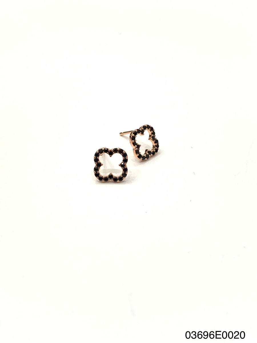 Etta stud Earrings, Rose Gold, Jet