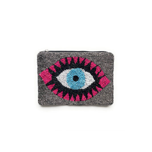 Evil Eye Beaded Coin Purse