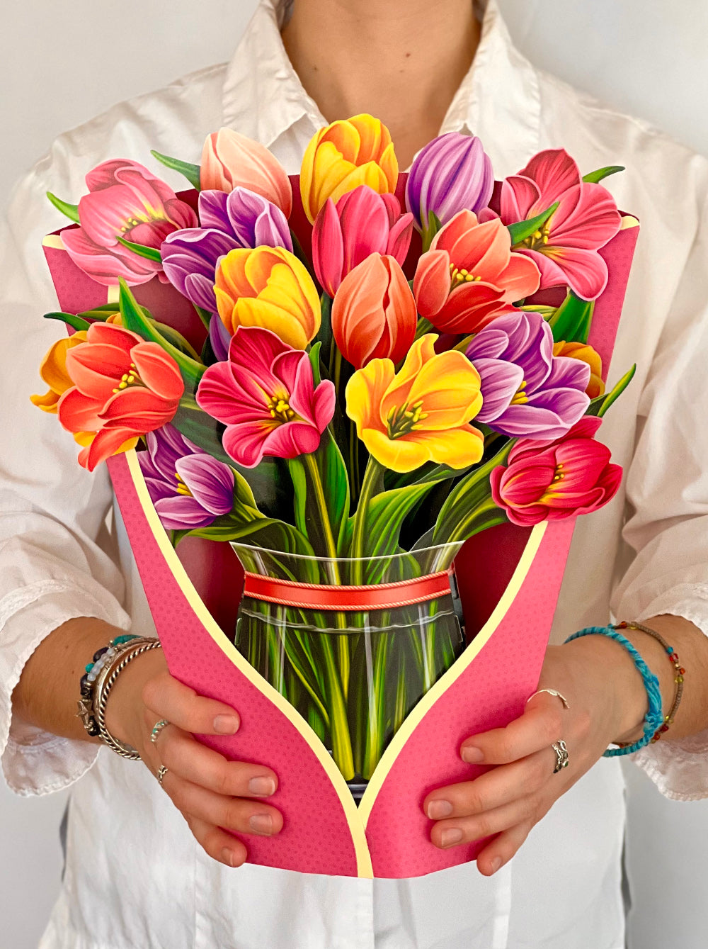 Festive Tulips Pop Up Flower Bouquet