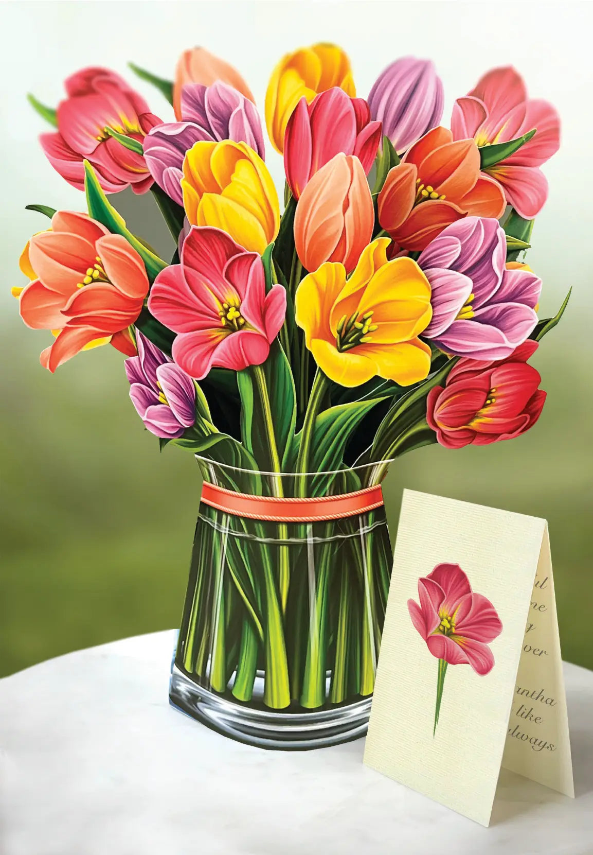 Festive Tulips Pop Up Flower Bouquet