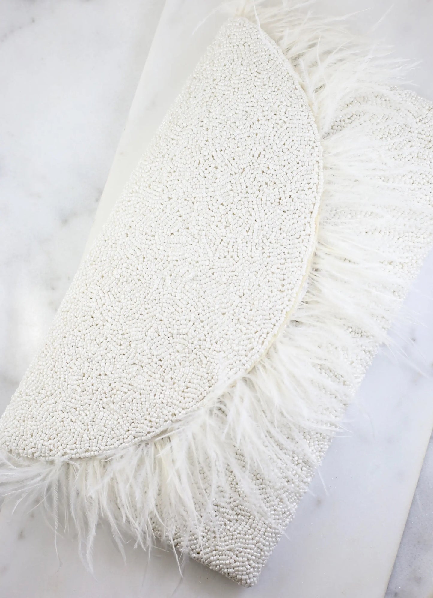 Flapper Beaded Crossbody bag White