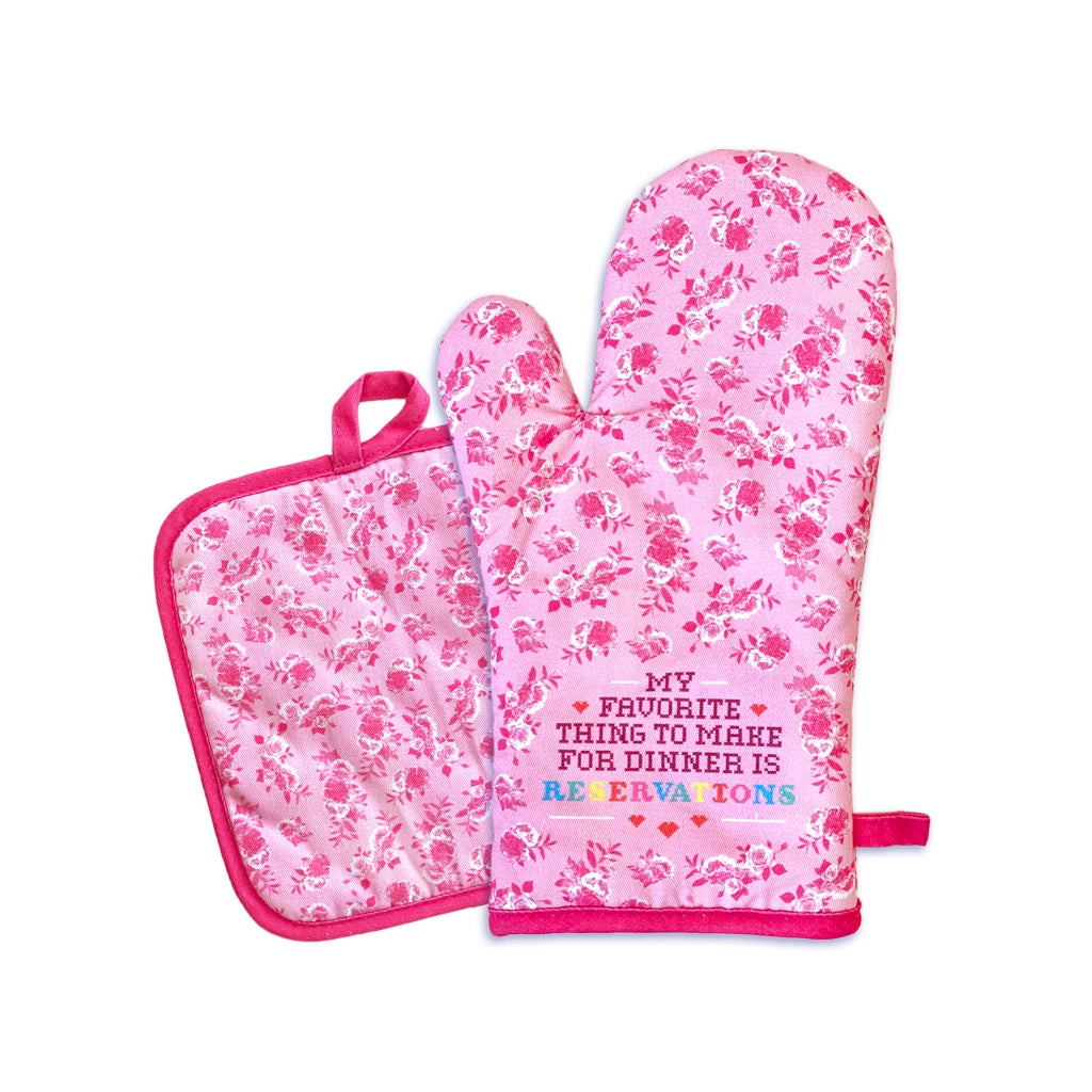 Floral Dinner Oven Mitt/ Pot Holder Set
