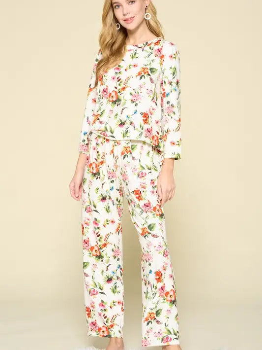 Floral Lounge Top and Pants Set