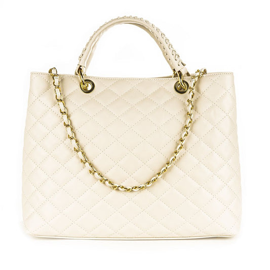 Quilted genuine Italian leather handbag in Cream, Black or Camel