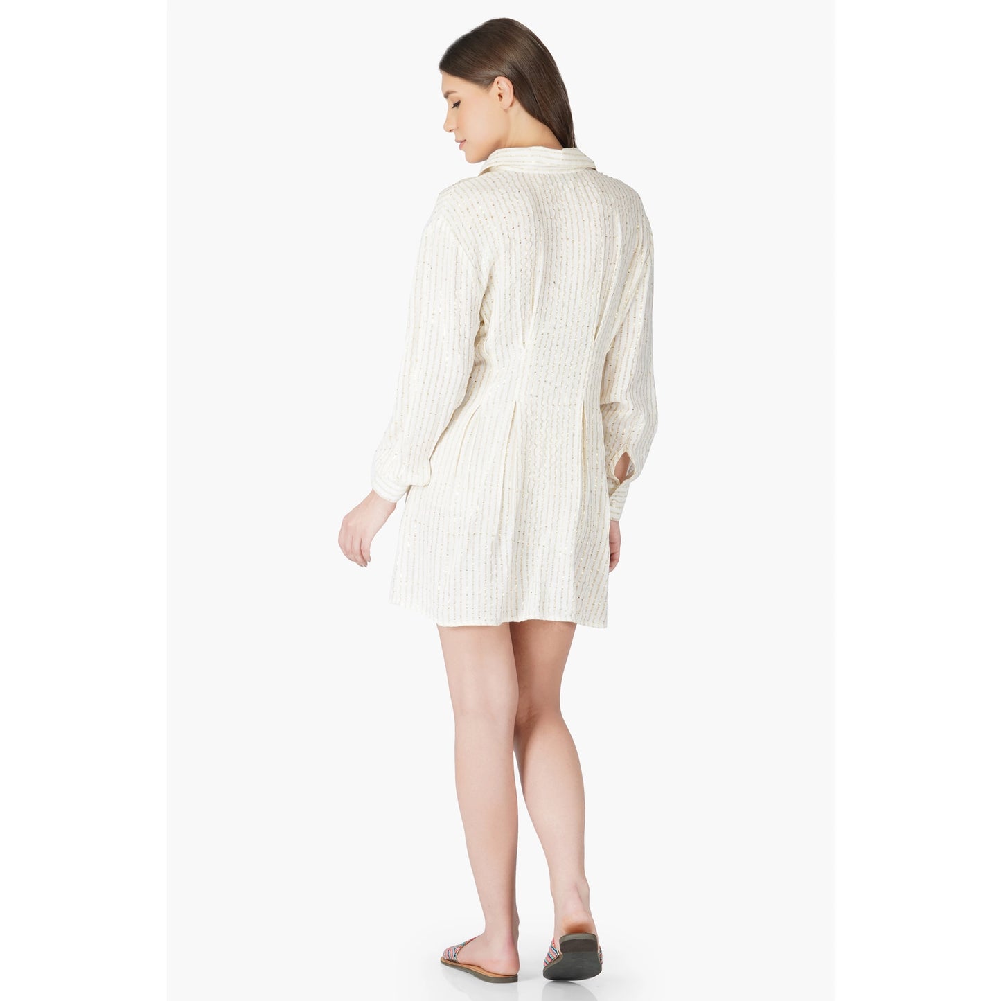 Golden Stripe Shirt Dress