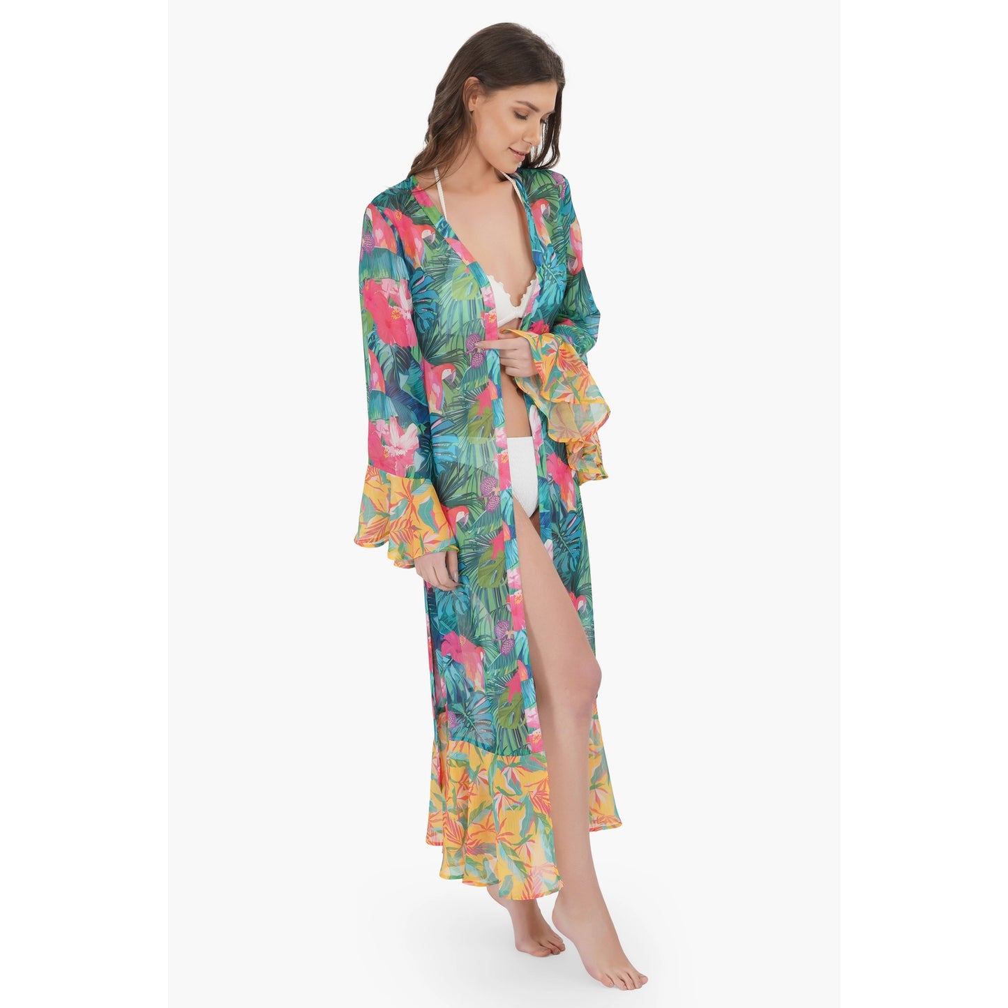 Green Tropical Forest Chiffon Cover Up