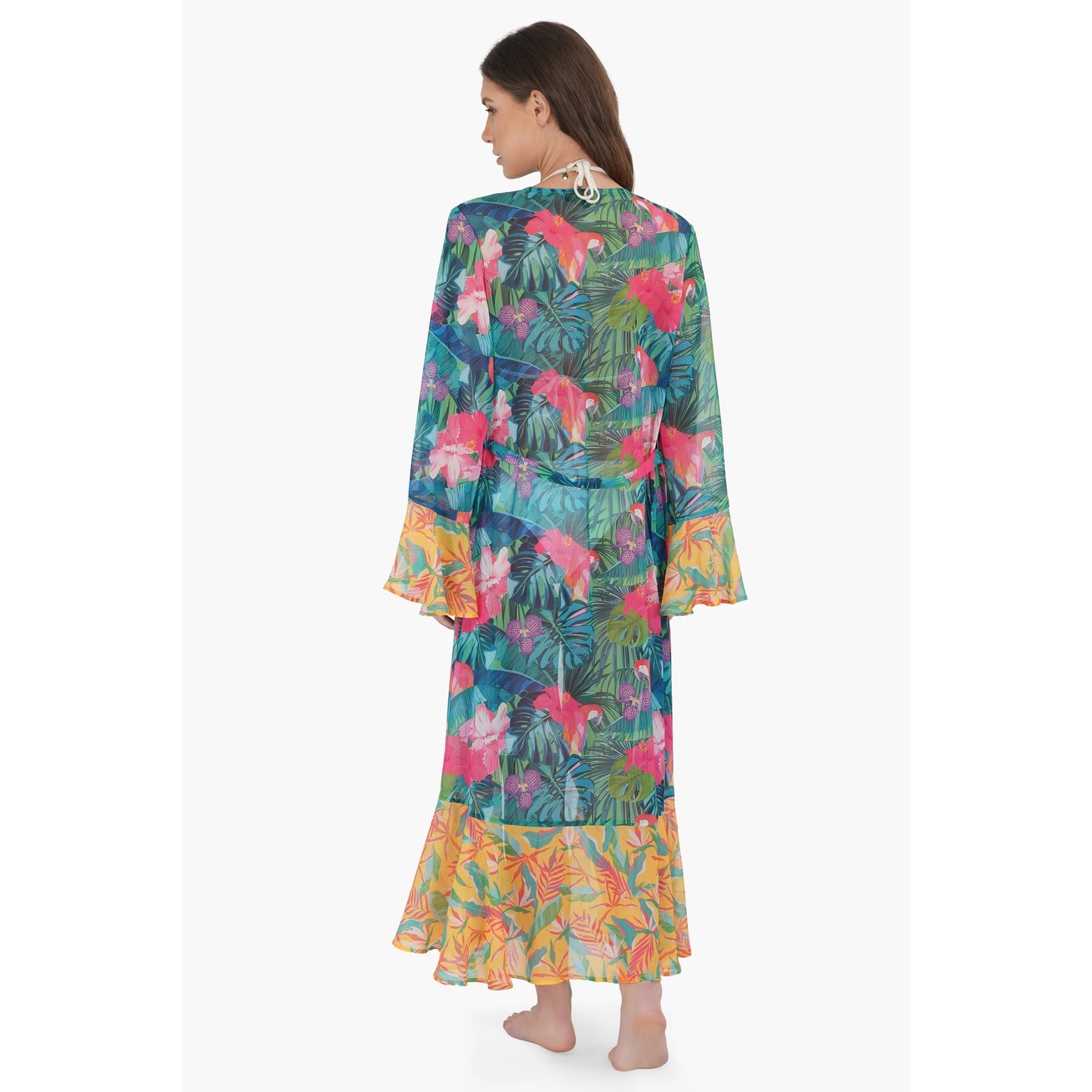Green Tropical Forest Chiffon Cover Up