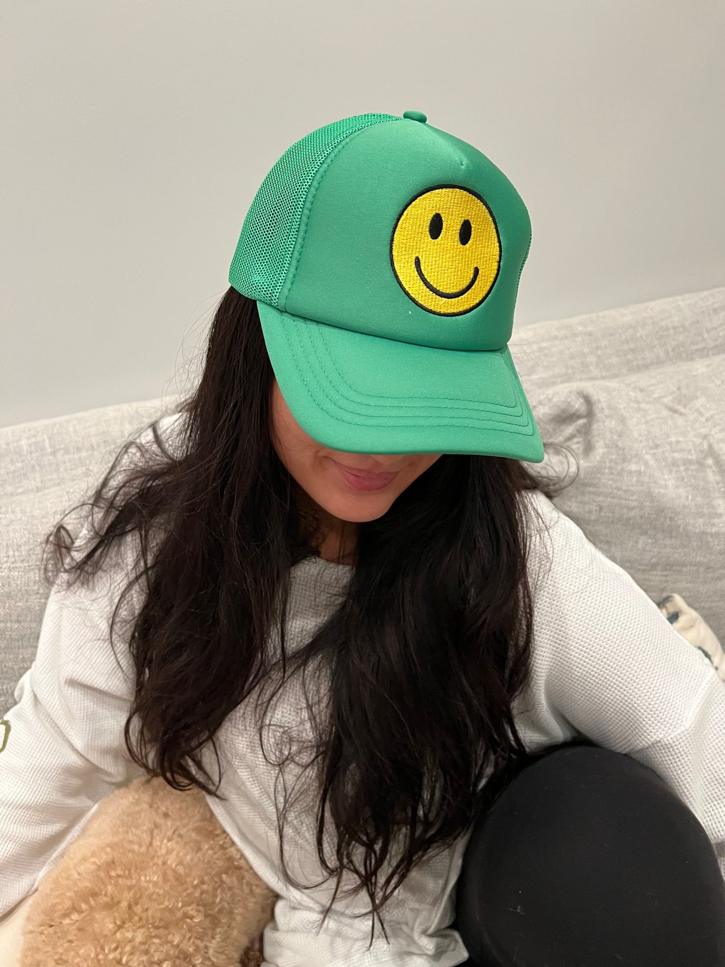 Eisley Smile Trucker Hat Solid Green