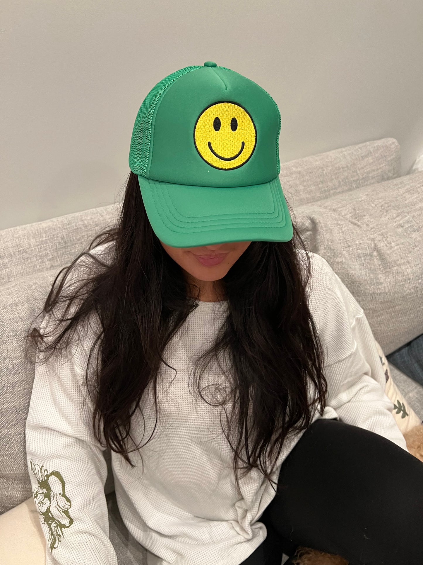 Eisley Smile Trucker Hat Solid Green