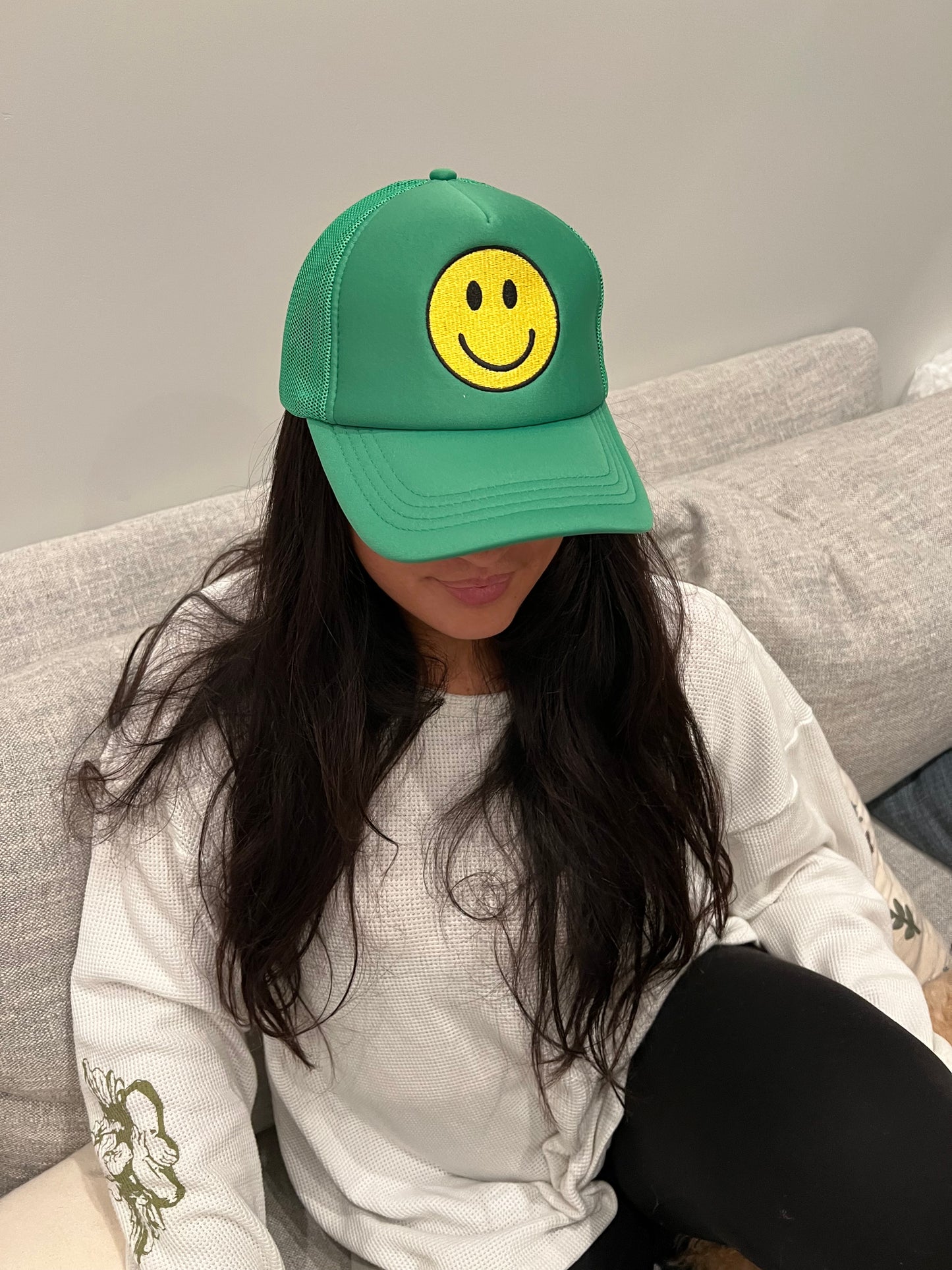 Eisley Smile Trucker Hat Solid Green