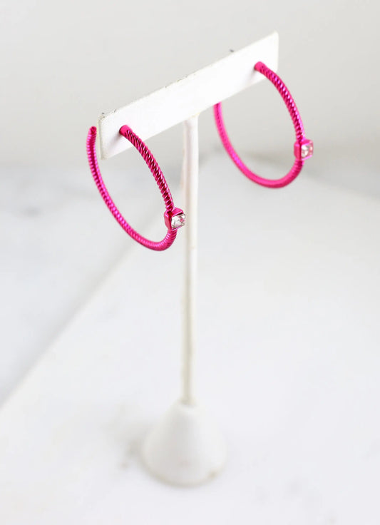 Guerard Cable CZ Earring Fuchsia