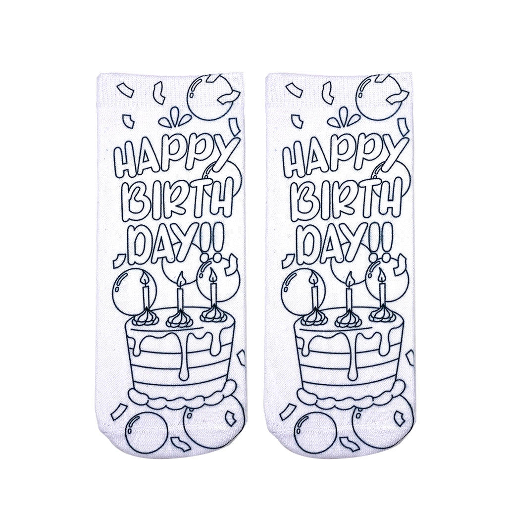Happy Birthday Coloring Socks