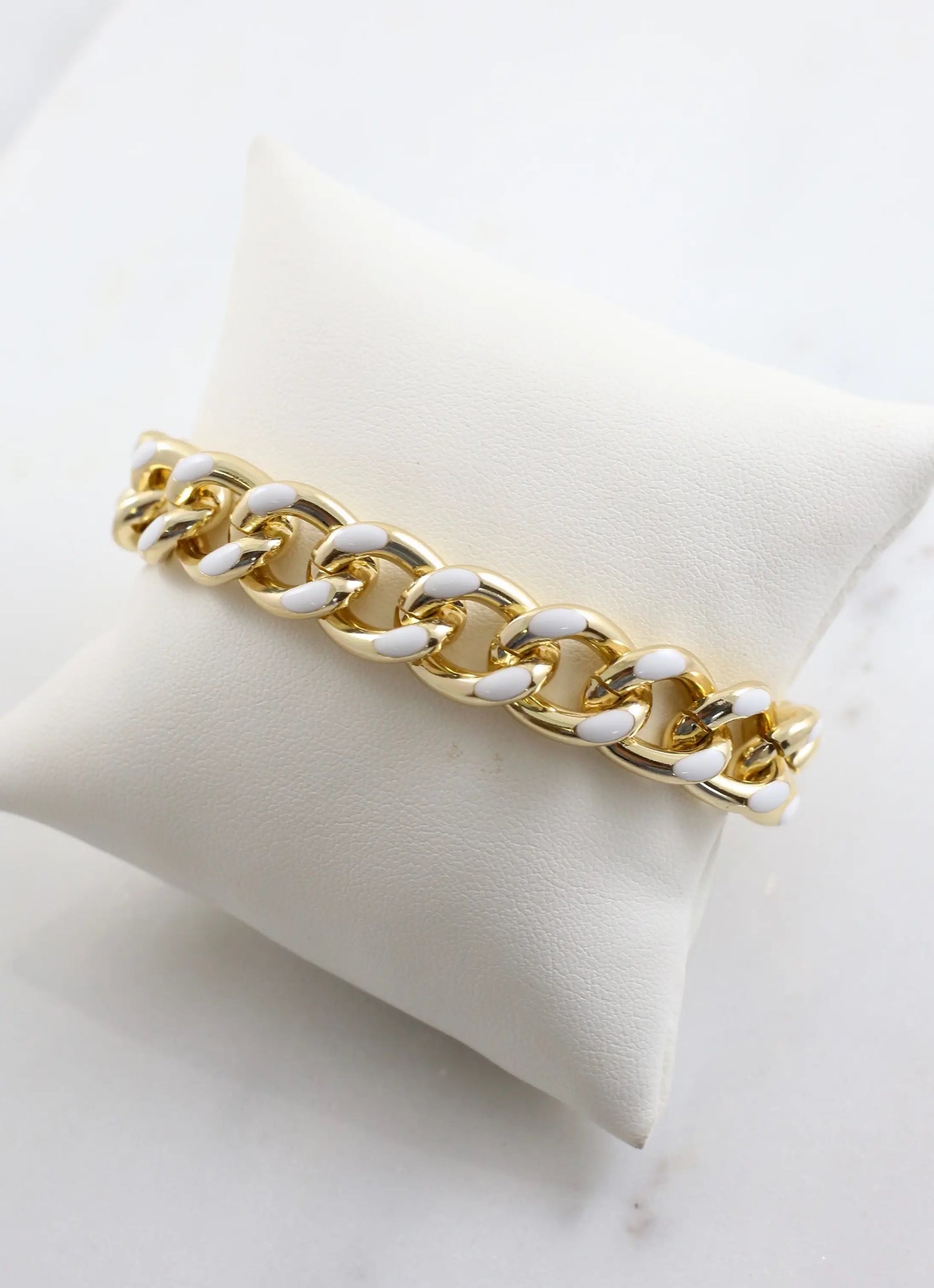 Helen Link Bracelet with Enamel White