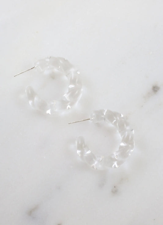 Howard Twisted Resin Hoop Earring Clear