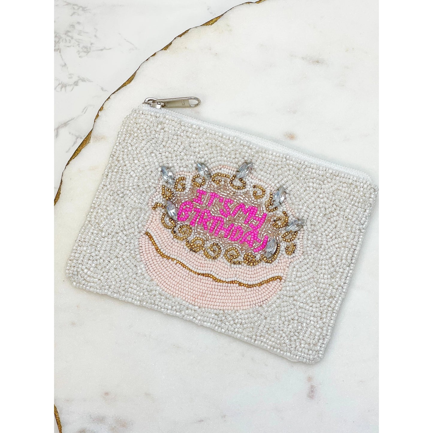 It's My Birthday Beaded Zip Pouch - Coin Purse