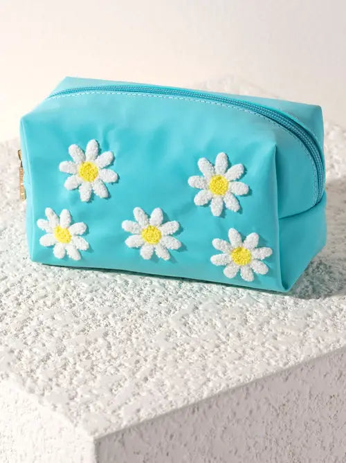 Joy Daisy Zip Pouch, Turquoise - Turquoise