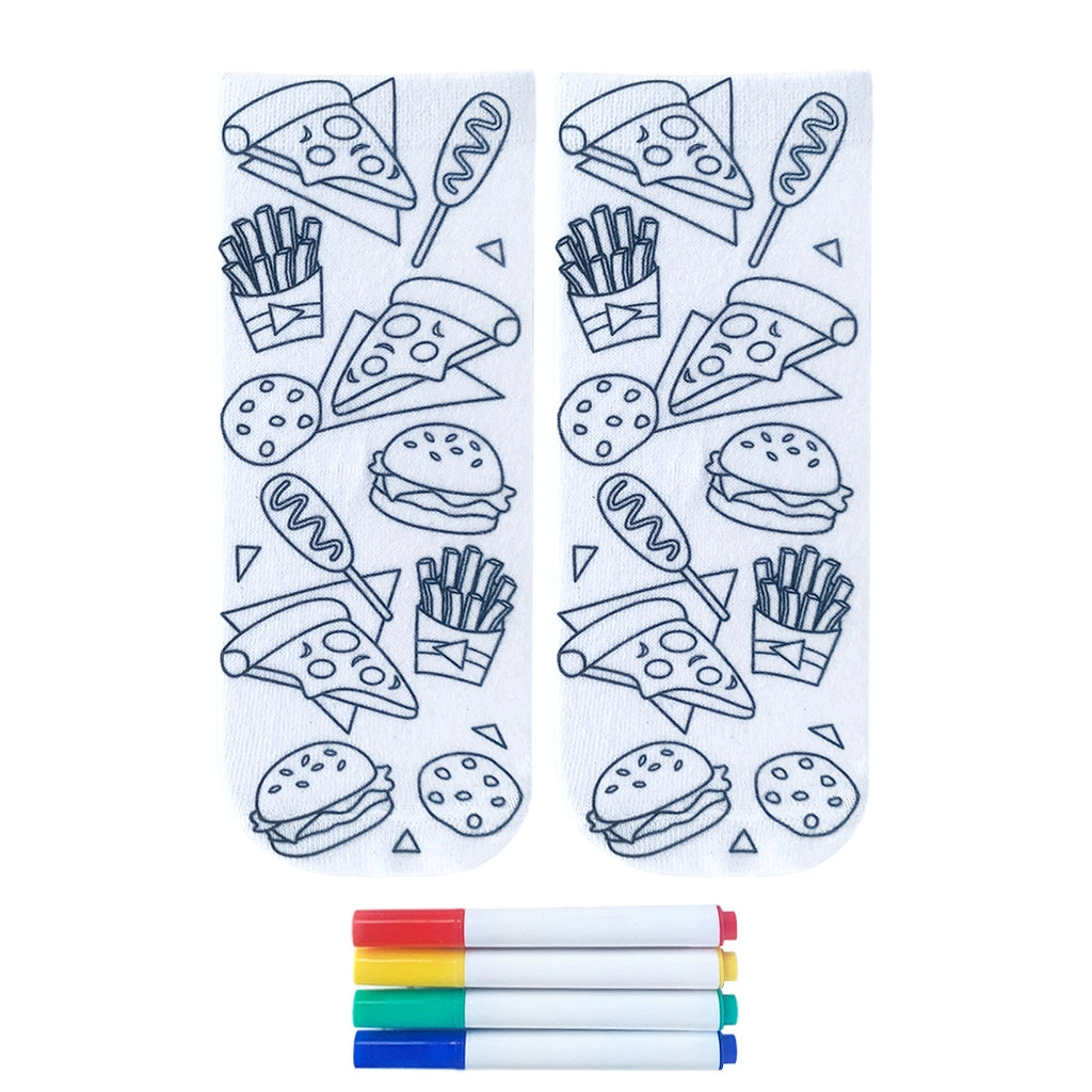 Junk Food Life Coloring Socks