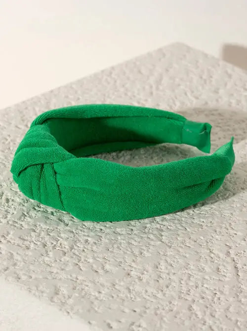 Knotted Terry Headband in Green, Pink or White