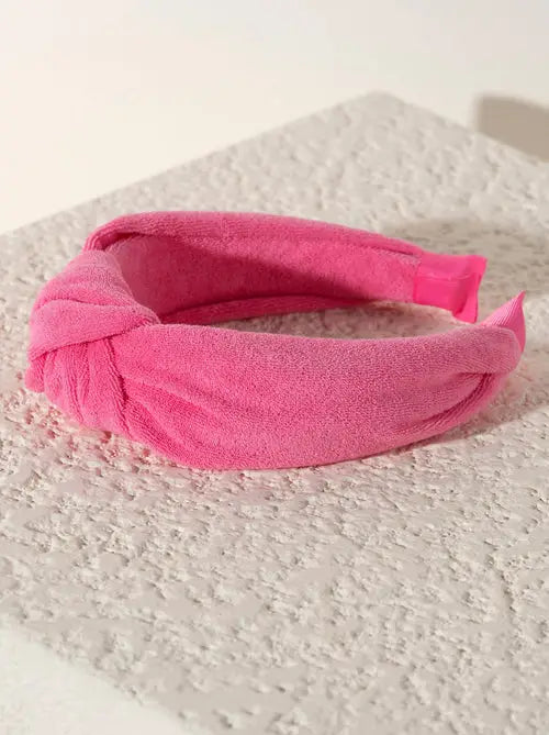 Knotted Terry Headband in Green, Pink or White