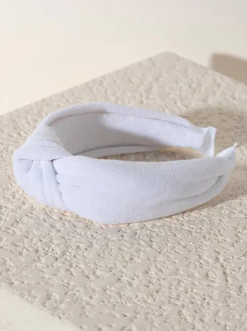 Knotted Terry Headband in Green, Pink or White