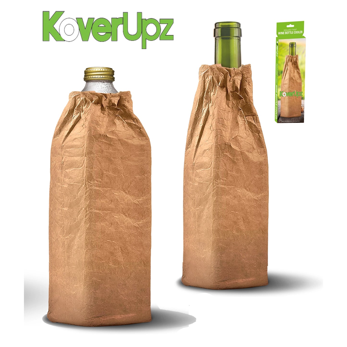 Koverupz Tyvek Brown Bag Art Insulated Wine Bottle/40oz