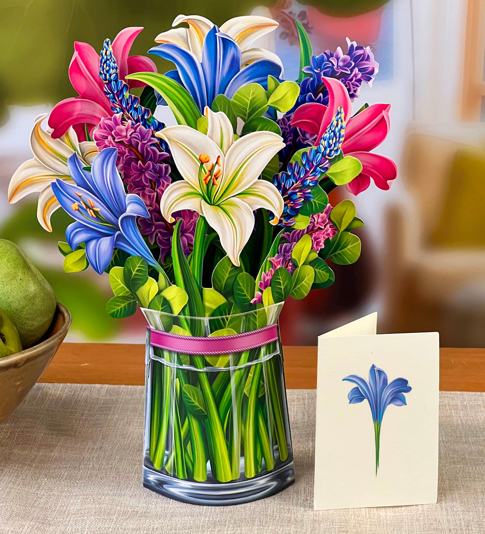 Lilies & Lupines Pop Up Flower Bouquet