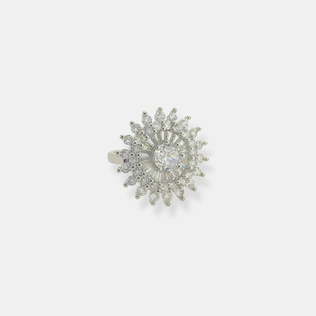 CZ Sun Ring in Gold or Silver