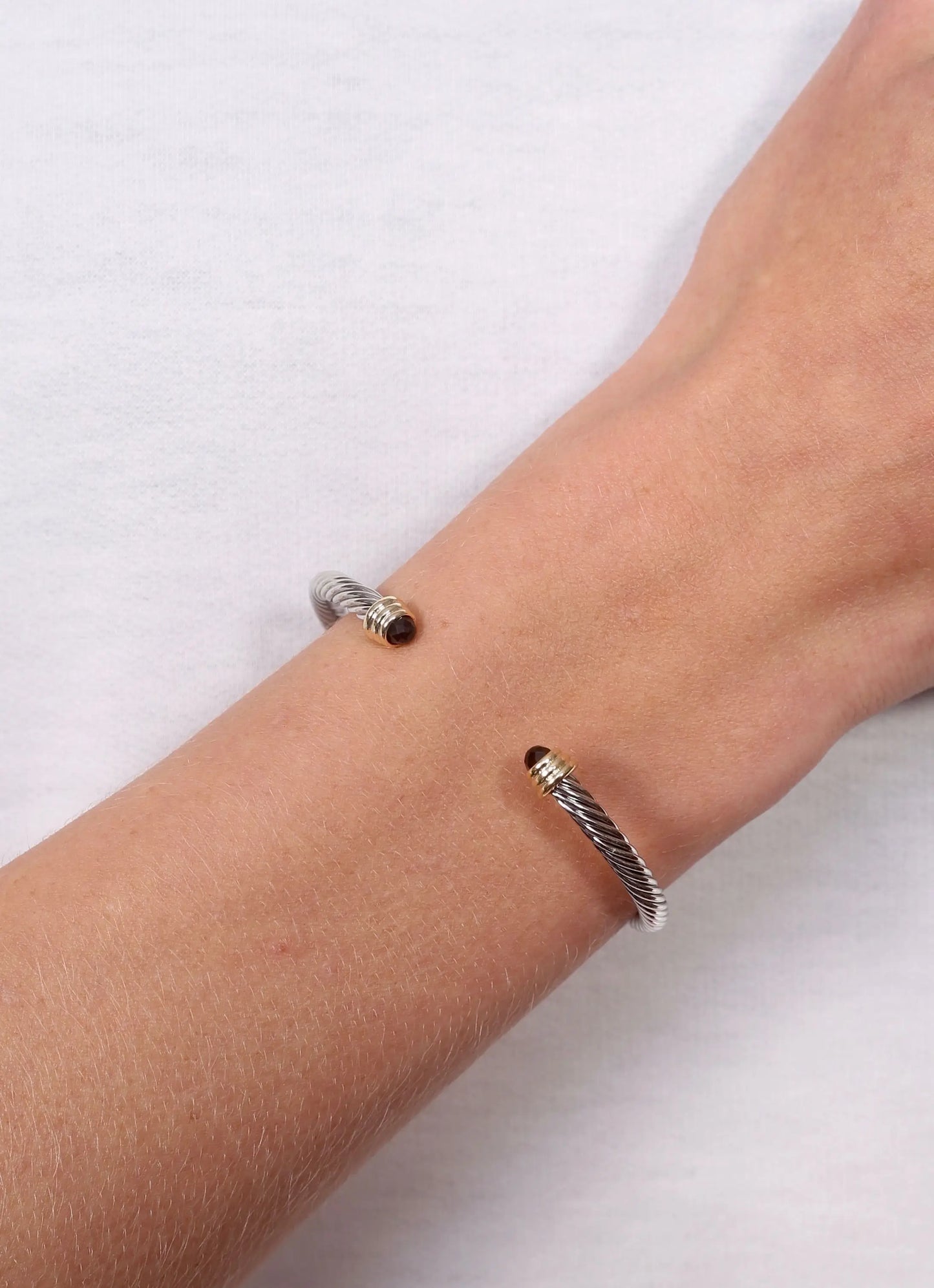 Lewis Cable Bracelet With Stone Ends Black